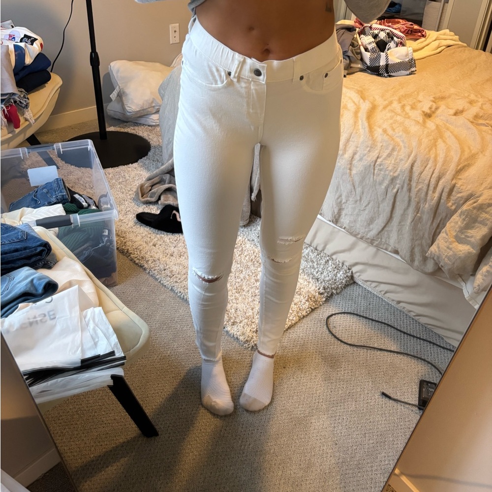 White Distressed Skinny Jeans